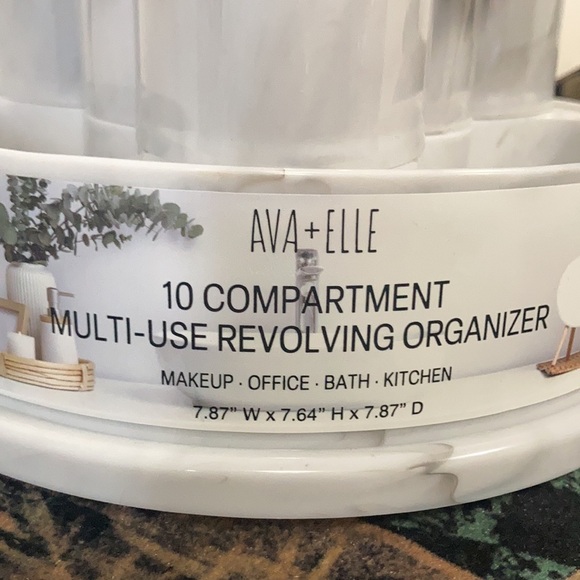 Relisted 10 compartment multi use revolving organizer faux marble look - Picture 6 of 12